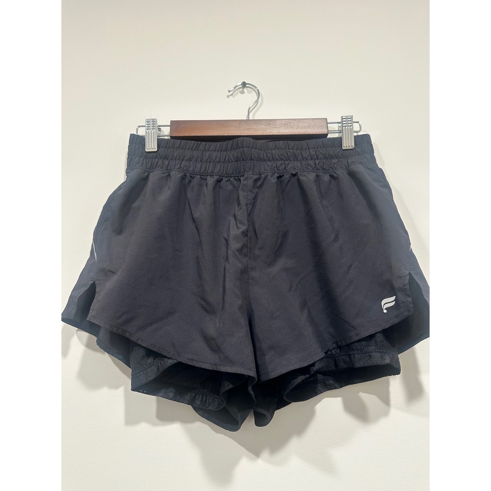 Fabletics Black 2-in-1 Running Shorts Women Small Built-in Liner Athletic Gym